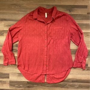 NEW Anthro Pilcro Pink Hi Lo Button Down Shirt